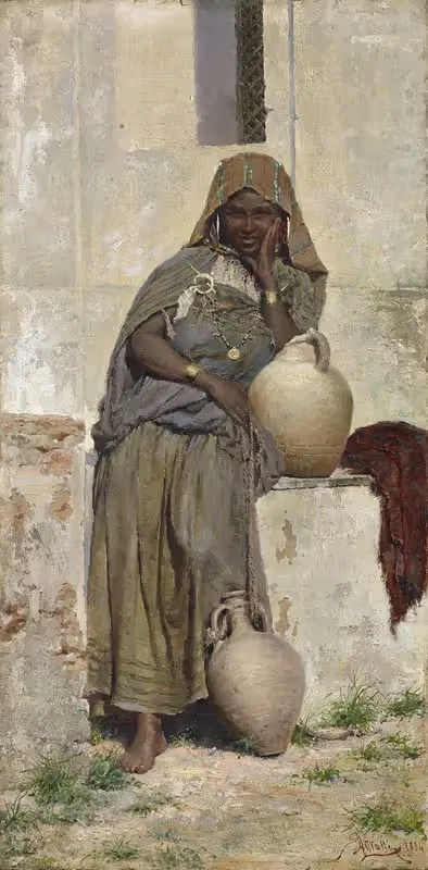 Арабская женщина у фонтана by Э. Аугусто Ловатти, 1884 — digital art print download