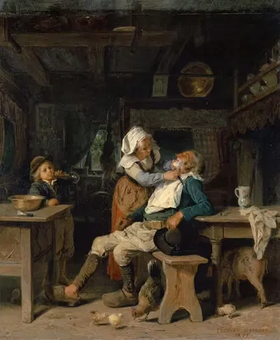 Парикмахерская в Бретани by Эдуар Жирарде, 1872 — digital art print download