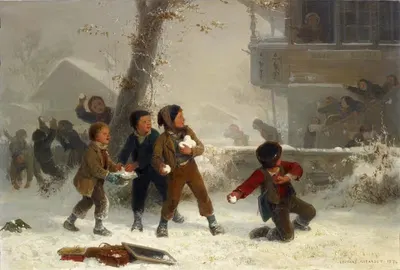 Снежная битва by Эдуар Жирарде, 1874 — digital art print download
