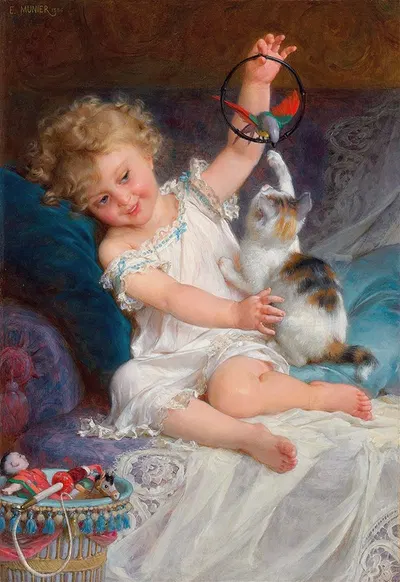 Playtime by Émile Munier, 1886 — digital art print download