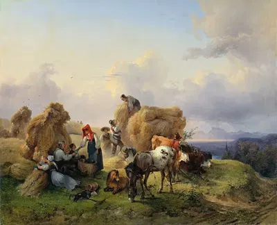 Уборка на склонах Альп by Фридрих Август Маттиас Гаурманн — digital art print download