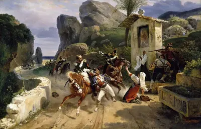 Итальянские разбойники, застигнутые папскими войсками by Гораций Верне, 1831 — digital art print download