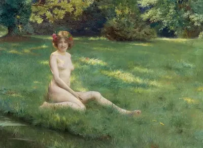 Обнаженная на лужайке by Юлий Лебланк Стюарт, 1899 — digital art print download