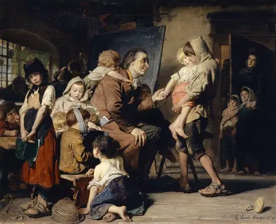 Песталоцци с сиротами из Станса by Конрад Гроб, 1879 — digital art print download
