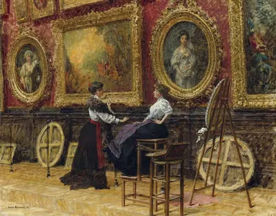 Копиисты в Музее Лувр by Луи Беру, 1909 — digital art print download