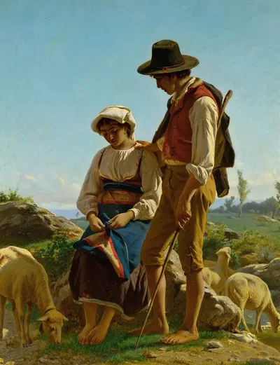 Tending Their Flock by Luigi Bechi — digital art print download