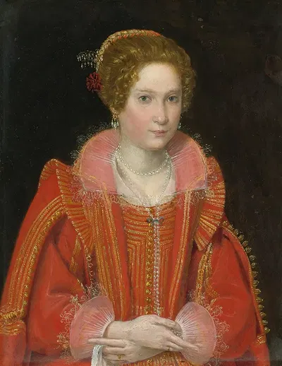 Portrait Of A Lady, Half-Length, Dressed In Pink by Ottavio Leoni — digital art print download