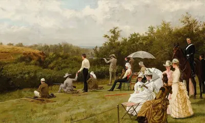 Walter Winans On The Running Deer Range, Wimbledon Common by Thomas Blinks, 1888 — digital art print download