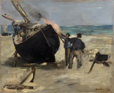Tarring the Boat (Le Bateau goudronné) by Édouard Manet, 1873 — digital art print download
