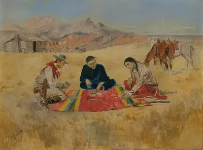 Игра в покер by Шарль Марион Рассел, 1894 — digital art print download