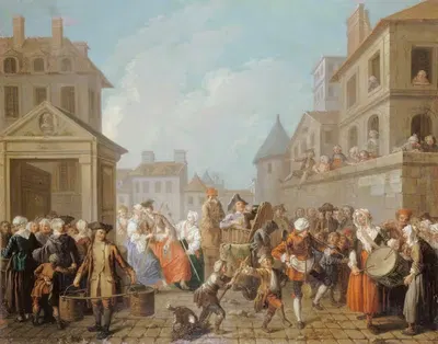 Карнавалы улиц Парижа by Этьен Жеора, 1757 — digital art print download