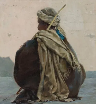 Louxor, arabe assis, de trois-quarts dos by Henry Brokman — digital art print download