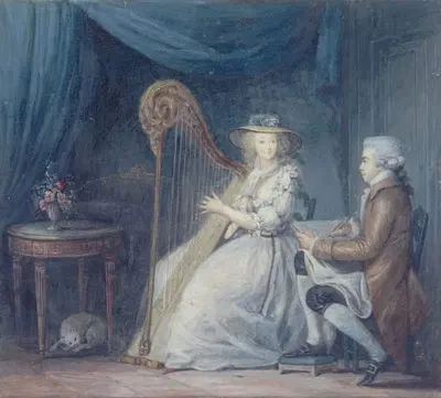 Прекрасная арфистка by Жан-Батист Малле, 1775 — digital art print download