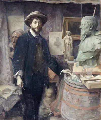 Портрет Жана Каррьеса в его мастерской by Луиза Катрин Бресло, 1886-1887 — digital art print download