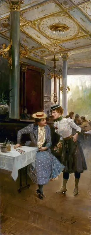 Женщины в кафе by Мариано Алонсо-Перес, 1900 — digital art print download