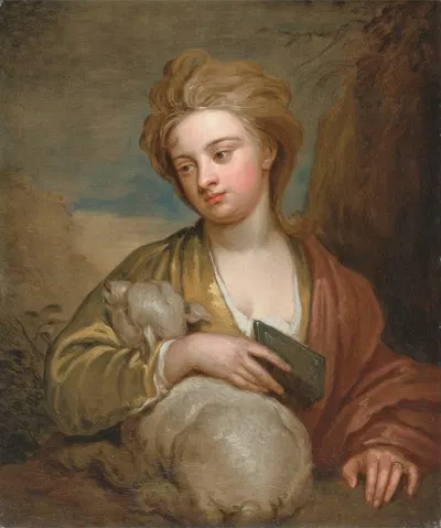 Portrait of a Woman as St. Agnes, Traditionally Identified as Catherine Voss by Sir Godfrey Kneller — digital art print…