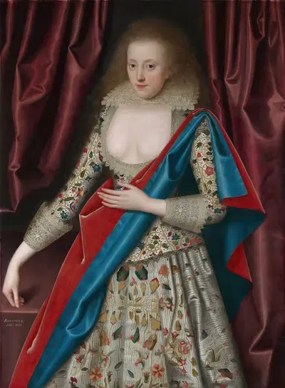 Портрет молодой дамы, возможно, Джейн, леди Торнхог by Уильям Ларкин, 1617 — digital art print download