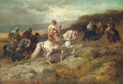 Арабские воины на каменистом склоне by Адольф Шрайер — digital art print download