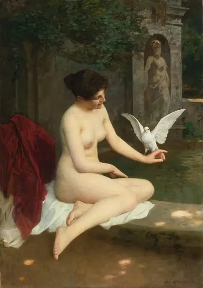 At The fountain by Albert Ritzberger, 1895 — digital art print download