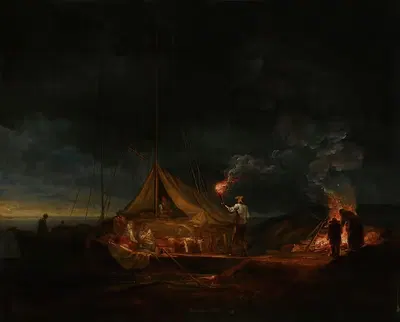 Люди архипелага у костра by Александр Лауреус, 1813 — digital art print download