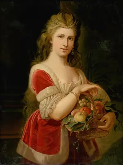 Молодая женщина с фруктами by Александр Нюласси, 1874 — digital art print download