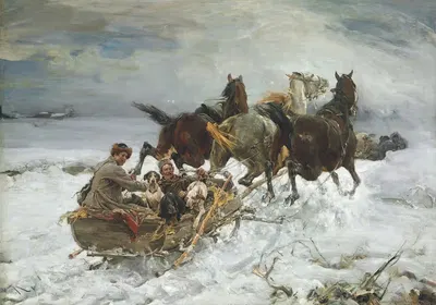 Сани, запряженные лошадью by Альфред фон Вирус-Ковальский — digital art print download