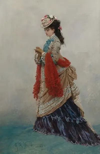 Элегантная женщина by Альфонс Мари де Нёвиль, 1874 — digital art print download