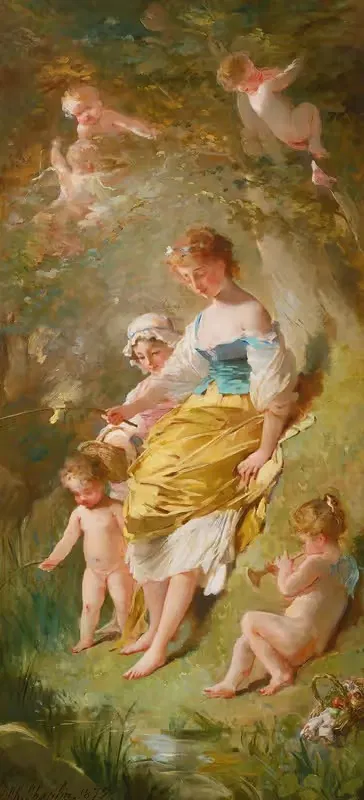 Маленькие рыбаки by Шарль Чаплин, 1875 — digital art print download