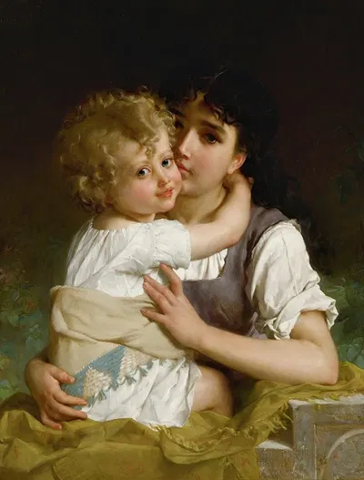 Maternal Affection by Émile Munier, 1881 — digital art print download