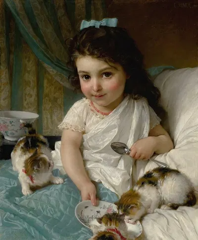 The Morning Meal by Émile Munier, 1880 — digital art print download