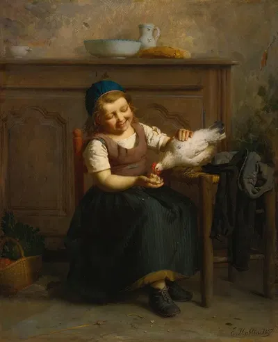 Birds Of A Feather by Emile-Auguste Hublin, 1867 — digital art print download