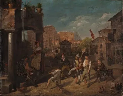 Дети, играющие на римской улице by Франческо Диофеби, 1838 — digital art print download