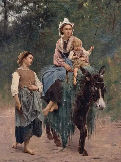 Итальянская крестьянская семья by Франсуа Альфред Делоббе — digital art print download
