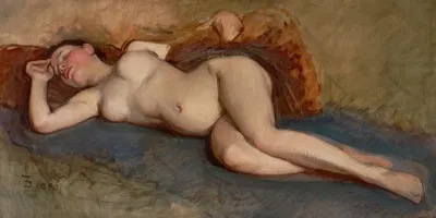 Обнаженная, лежащая by Фрэнк Дювенек, 1892 — digital art print download