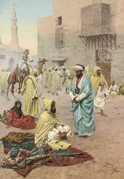 Pilgrims Outside A Mosque by Giulio Rosati — digital art print download