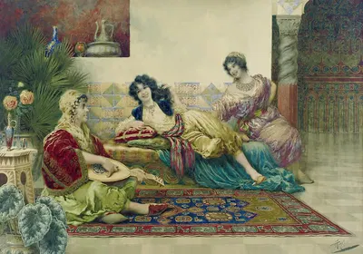 Idle Hours In The Harem by Giuseppe Aureli — digital art print download