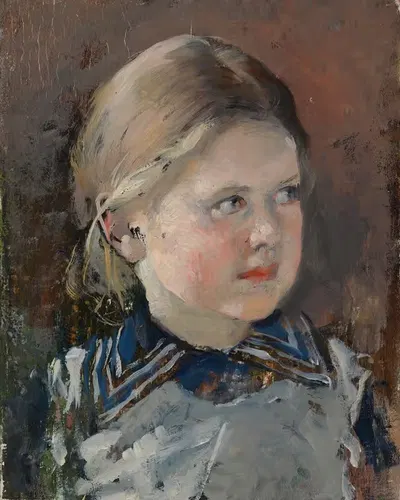 Head Of A Girl, Study For The Family Portrait Of Baron Magnus Von Born by Gunnar Berndtson, 1890 — digital art print download
