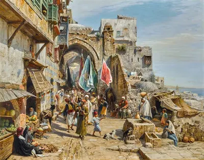 Procession In Jaffa by Gustav Bauernfeind, 1890 — digital art print download