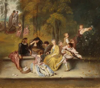 Джентльмены и дамы на террасе, после Антуана Ватто by Ида Сильферберг, 1865 - 1867 — digital art print download