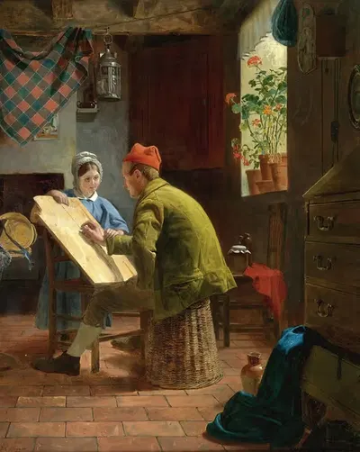 Урок письма by Джеймс Коллинсон, 1855 — digital art print download