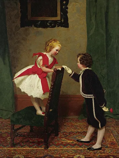 Первый флирт мисс Лили by Джеймс Хейллар, 1867 — digital art print download
