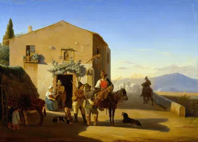 Римские крестьяне у остерии в Понте Маммоло by Йорген Соне, 1835 — digital art print download