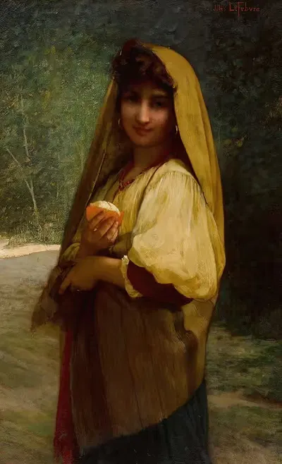 An Italian Girl With An Orange by Jules Joseph Lefebvre — digital art print download