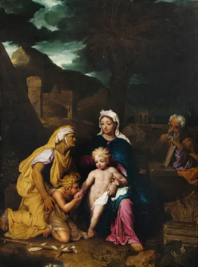 The Holy Family With Saint Elisabeth And The Infant John The Baptist by Noël Nicolas Coypel — digital art print download