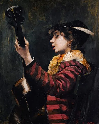 Young Boy Playing The Guitare by Norbert Goeneutte — digital art print download