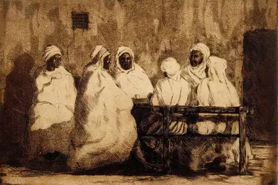 Арабы перед кафе в Бискаре by Оскар Парвиайнен, 1904 — digital art print download