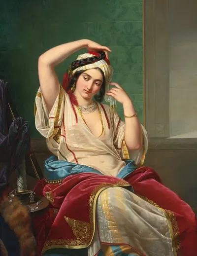 Красота гарема у зеркала by Поль Эмиль Якобс, 1839 — digital art print download