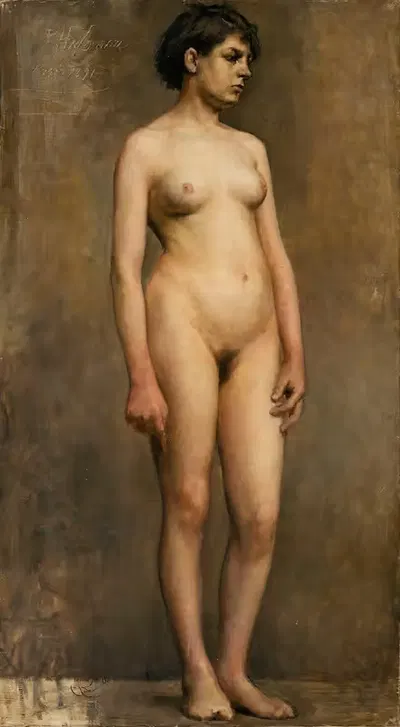 Nude Female Model by Pekka Halonen, 1891 — digital art print download