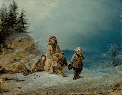 Семья нищих на дороге by Роберт Вильгельм Экман, 1860 — digital art print download