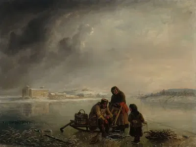 Зимняя рыбалка перед Турку by Роберт Вильгельм Экман, 1872 — digital art print download